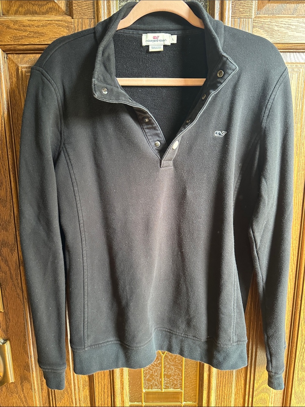 Vineyard Vines Black Snap-Quarter mock neck Size M